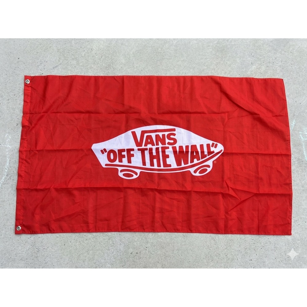 New Vans Family OFF THE WALL Shoes Red Skateboard Logo Flag Banner 30"x48" RARE